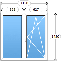 Двустворчатое окно Rehau