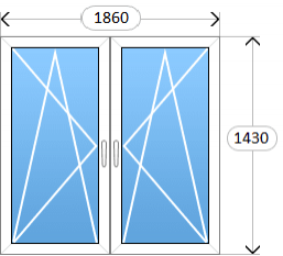 Двустворчатое окно Rehau