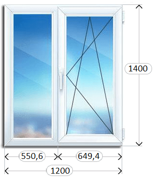 Двухстворчатое окно Rehau 1200 х 1400 мм. (глухая + откидная створка) Двухстворчатое окно Rehau 1200 х 1400 мм. (глухая + откидная створка)